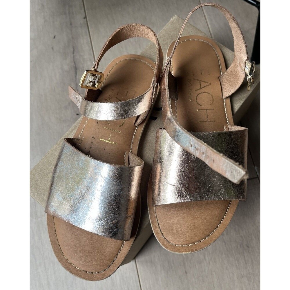 Beach by Matisse Lil Cabana Big Girls Shoes Sandals Gold Leather Sz 3